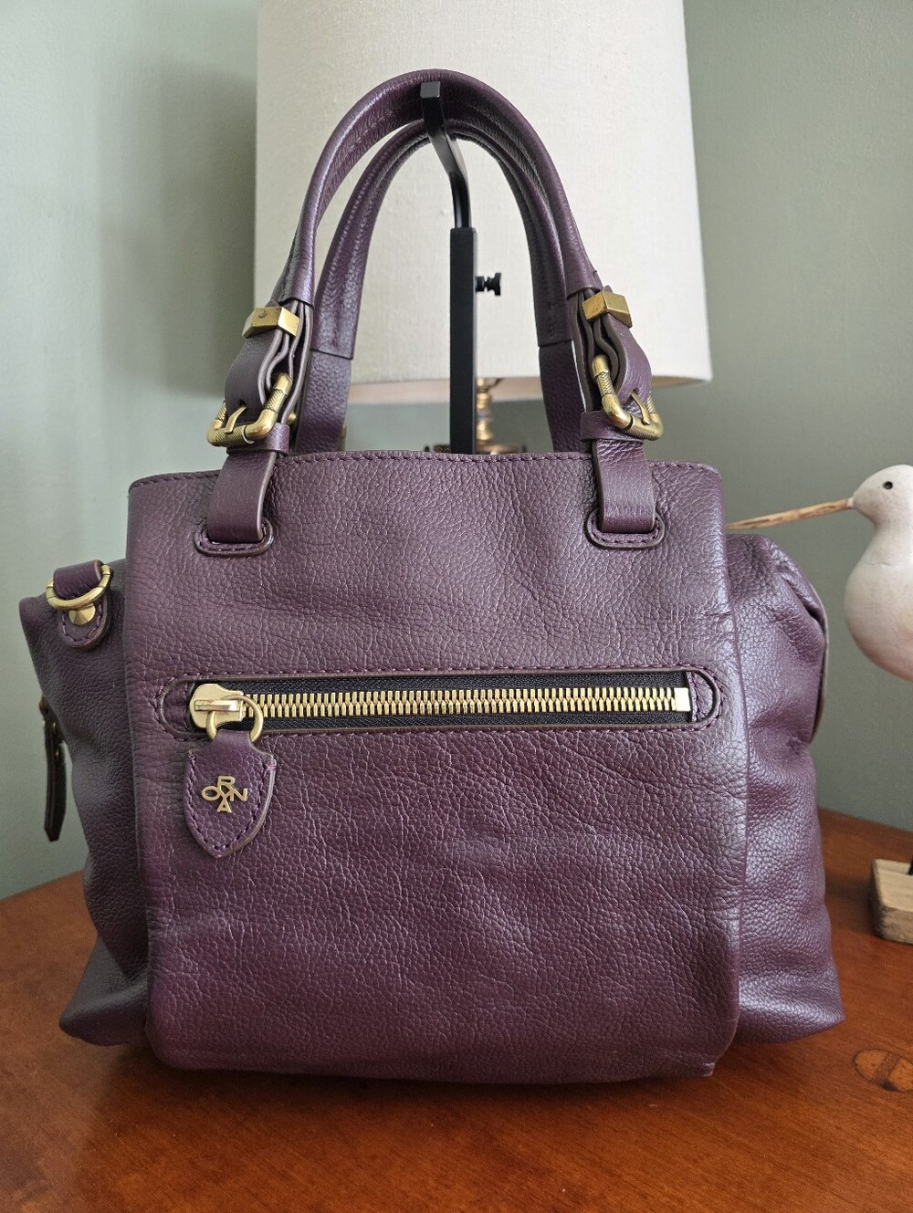 orYANY Purple Pebbled Leather Satchel Shoulder Bag Y2K